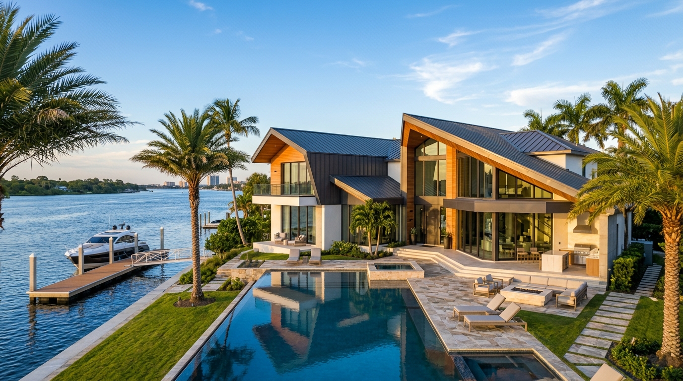 Luxury Jacksonville Waterfront Estate Standing Seam Metal Roof